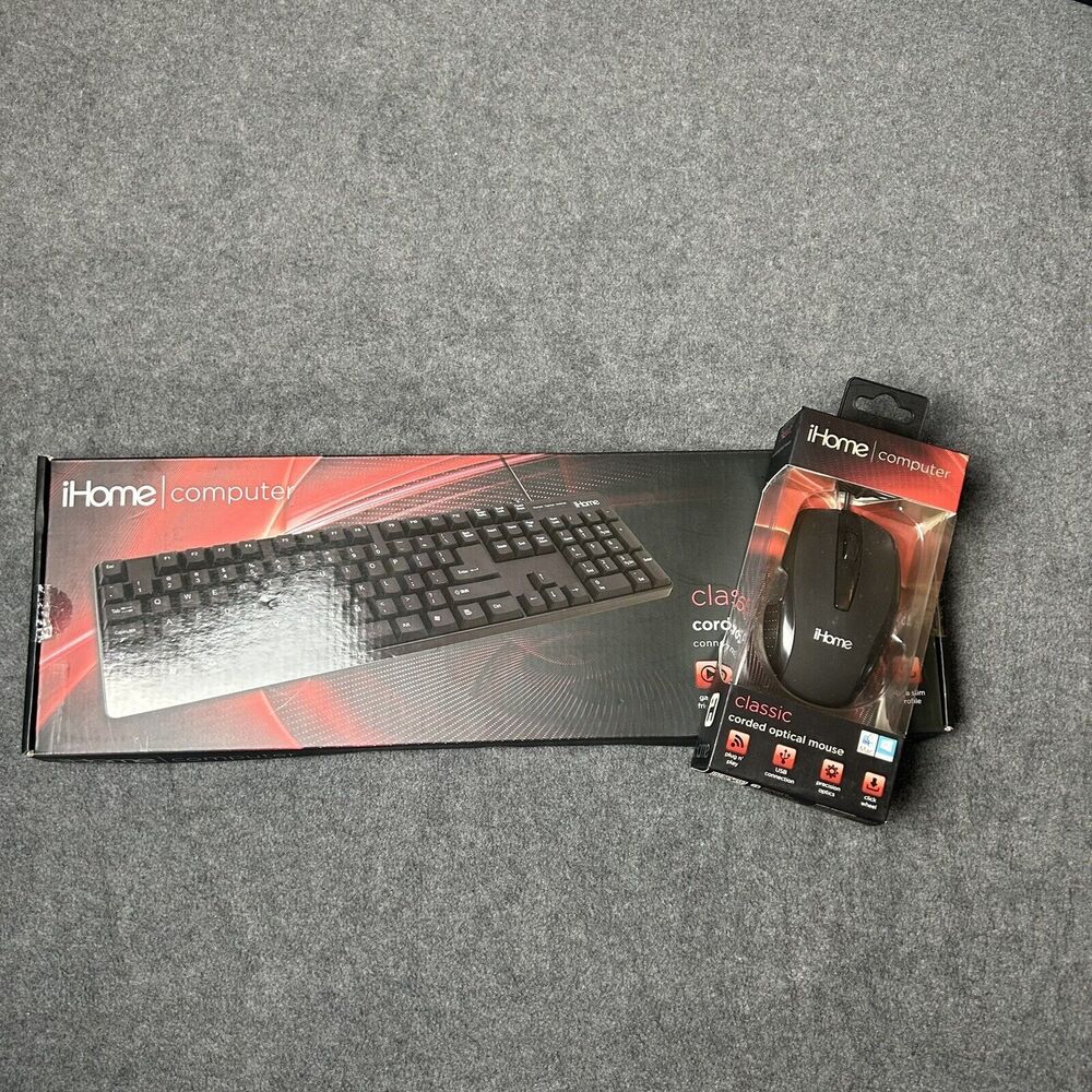 iHome Classic Corded Desktop Keyboard And Mouse *BRAND NEW*